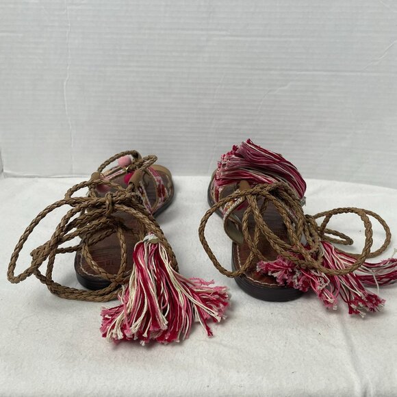 Sam Edelman Gretchen Boho Gladiator Tassel and Pompom Ankle Wrap Sandals - Picture 7 of 13